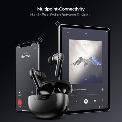 boAt Airdopes 300 TWS Ear Buds Wireless Earphones with mic Gunmetal Black boAt Airdopes 300 TWS Ear Buds Wireless Earphones with mic Gunmetal Black