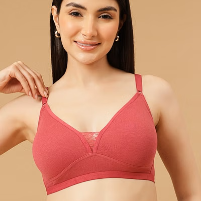 Non-Padded Non-Wired Full Coverage T-shirt Bra in Salmon Pink - Cotton Non-Padded Non-Wired Full Coverage T-shirt Bra in Salmon Pink - Cotton