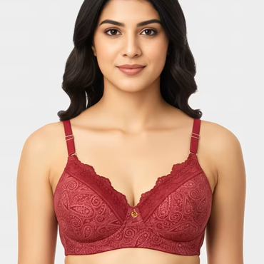 Well Indian Beet Red Motif Printed Padded Bra Well Indian Beet Red Motif Printed Padded Bra