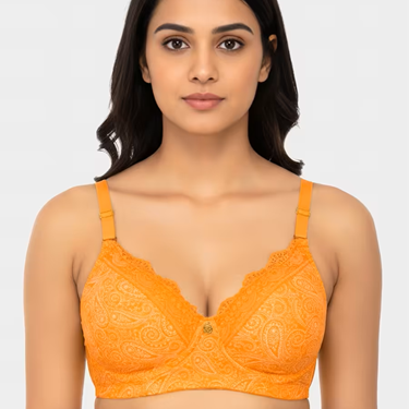 Well Indian Golden Yellow Motif Printed Padded Bra Well Indian Golden Yellow Motif Printed Padded Bra