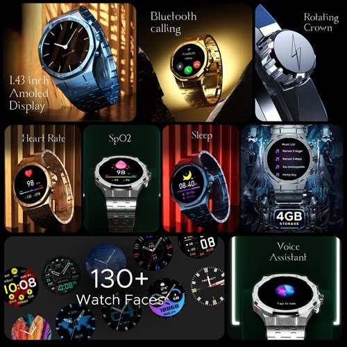 Fire-Boltt Royale Luxury Stainless Steel Smart Watch 36.32mm (1.43 inch) AMOLED Display Fire-Boltt Royale Luxury Stainless Steel Smart Watch 36.32mm (1.43 inch) AMOLED Display